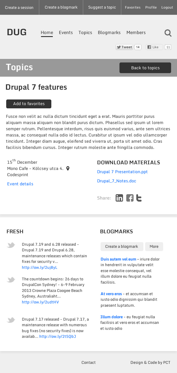 Topic detail page for tablest